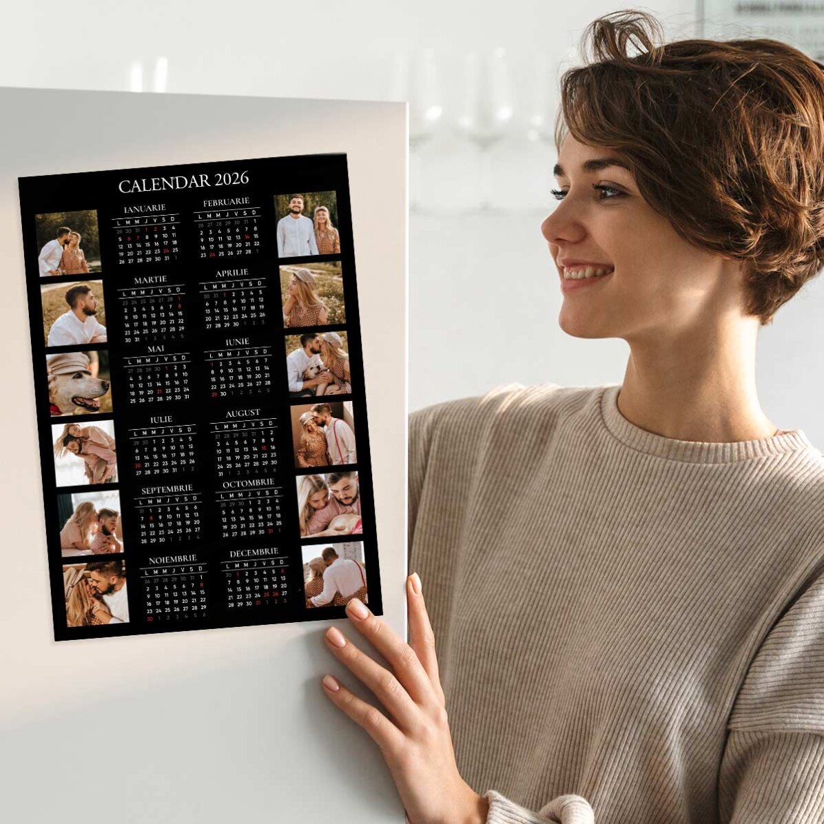 Personalizovaný kalendářový plakát s 12 fotografiemi a textem