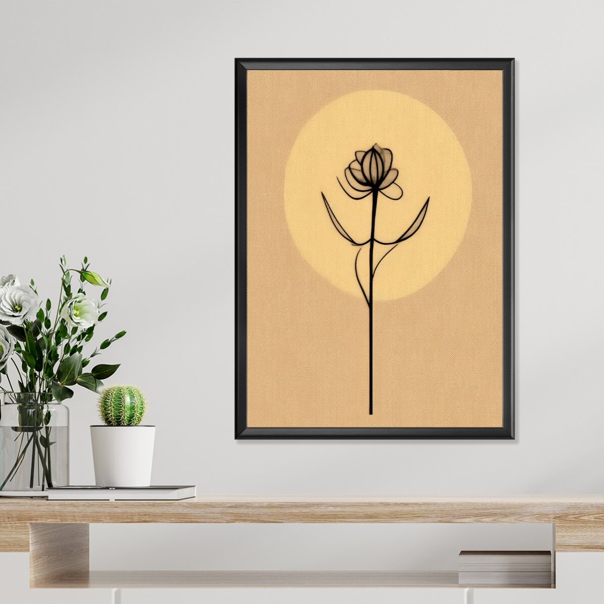 Minimalist line art flower poster
