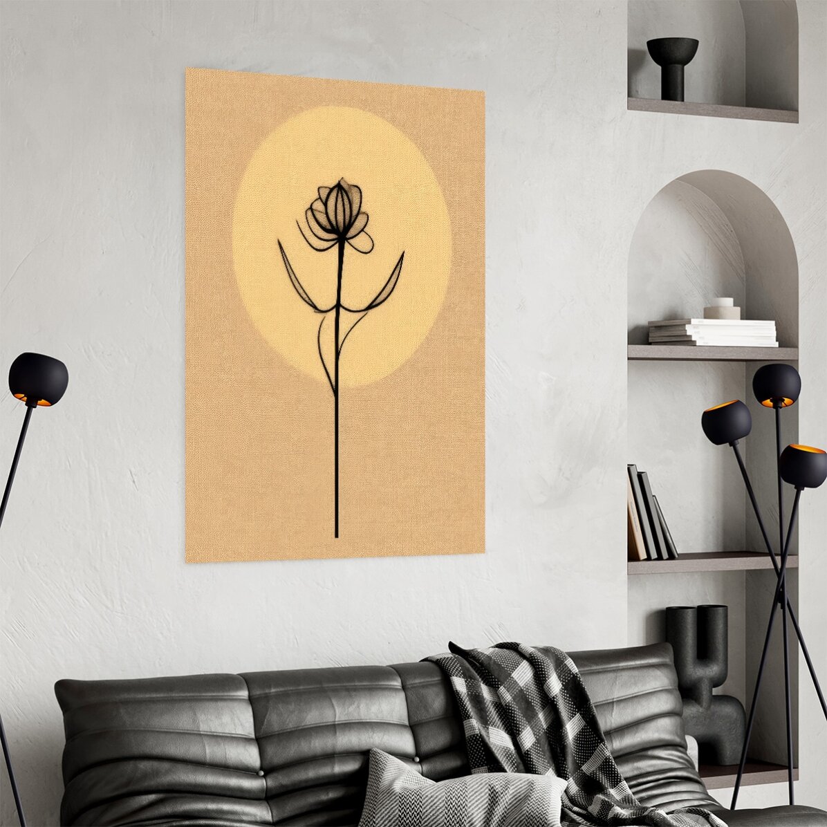 Minimalist line art flower poster