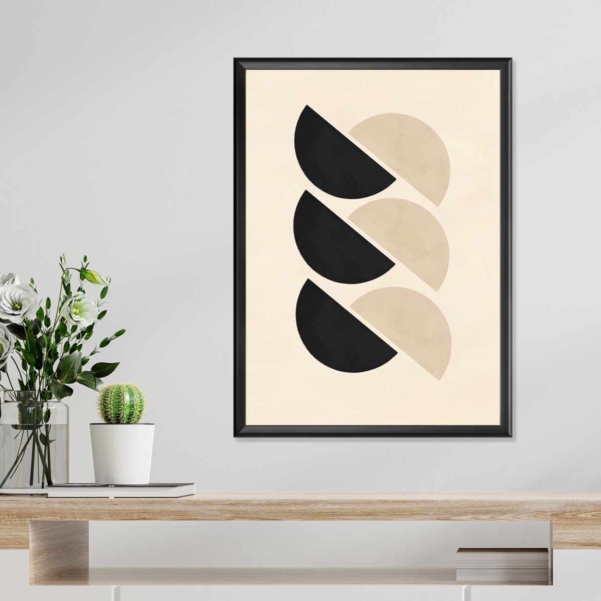 Plakát „Minimalistické geometrické tvary, půlkruhy“