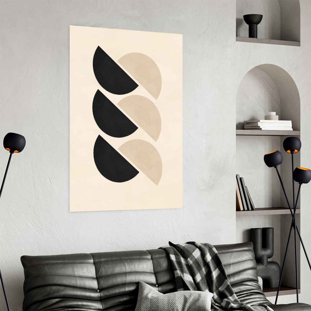 Plakát „Minimalistické geometrické tvary, půlkruhy“