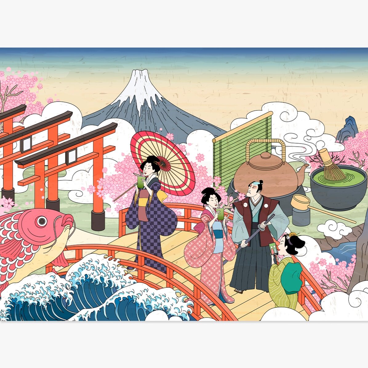 Plakát s japonskou retro ilustrací