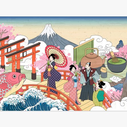 Plakát s japonskou retro ilustrací