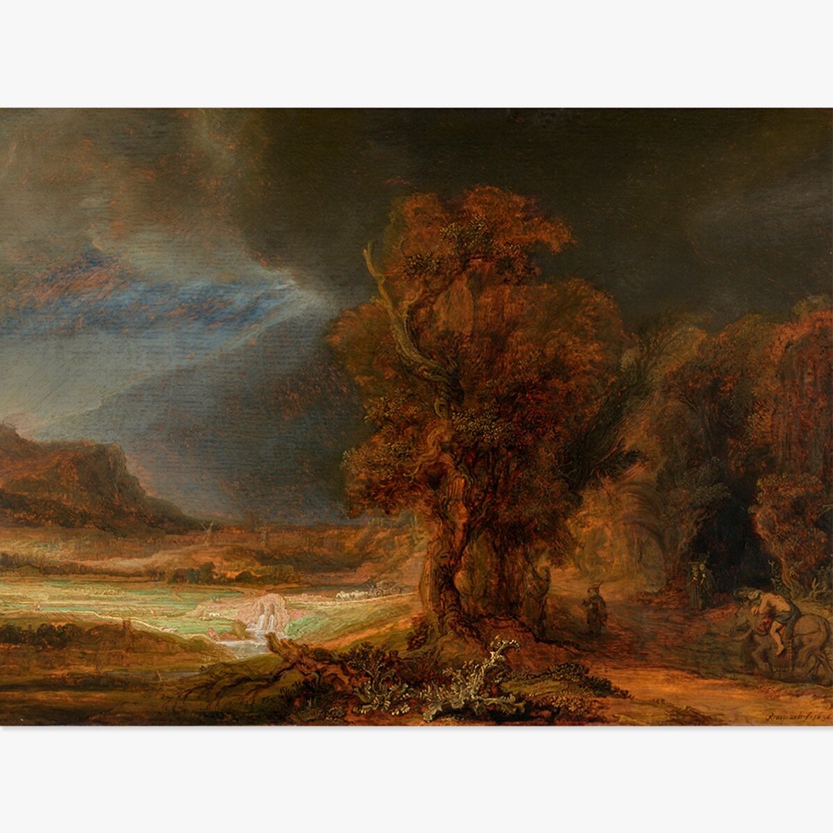 Plakát na šířku – Rembrandt van Rijn – Krajina s milosrdným Samaritánem, 1638