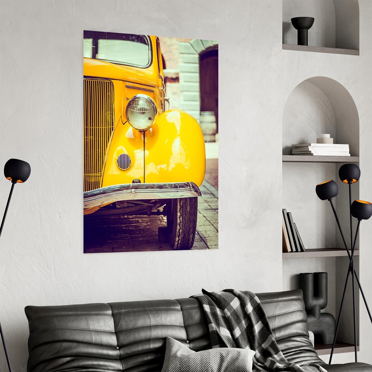 Plakát: Žluté vintage auto