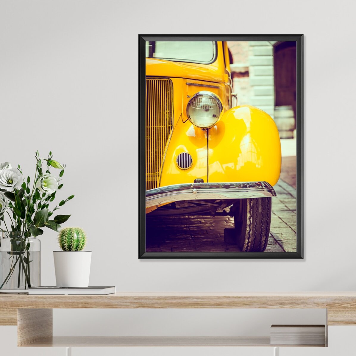 Plakát: Žluté vintage auto