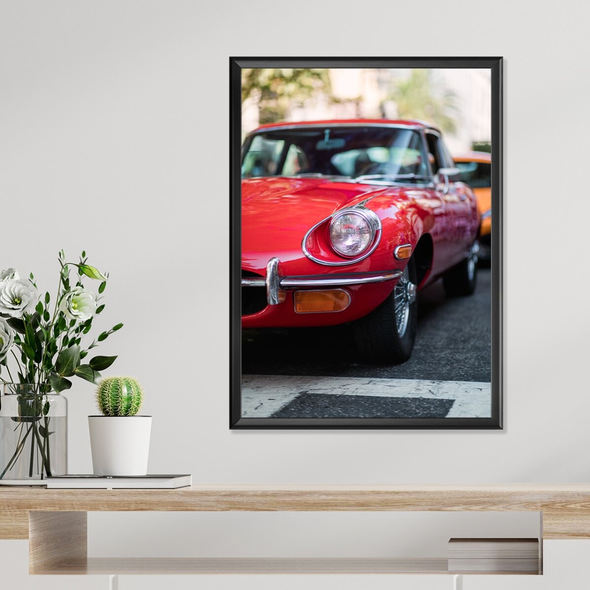 Vintage red car poster