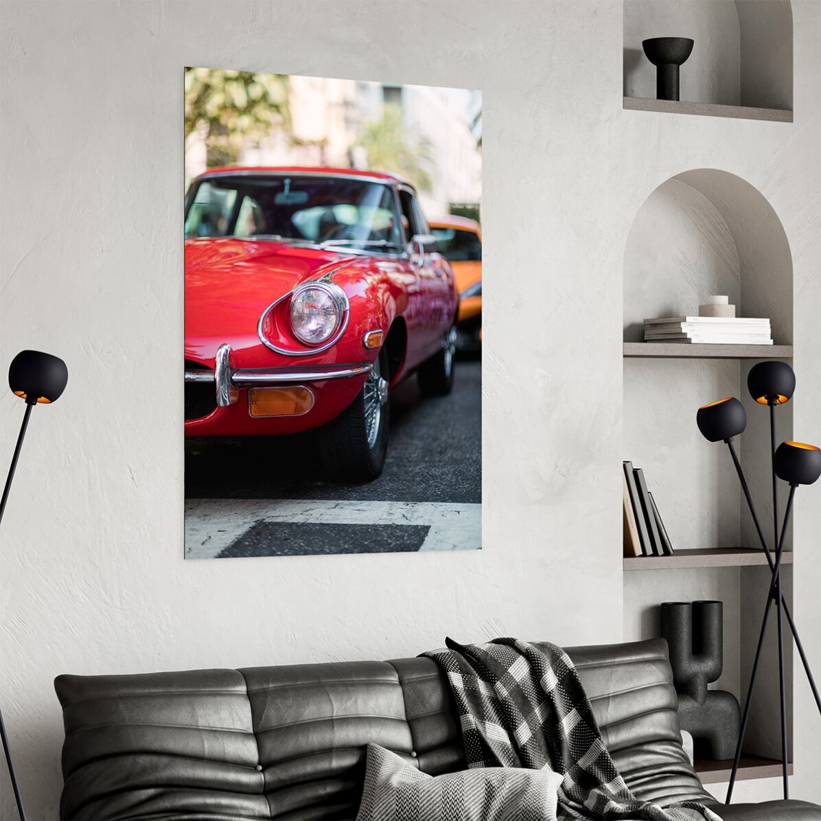 Vintage red car poster