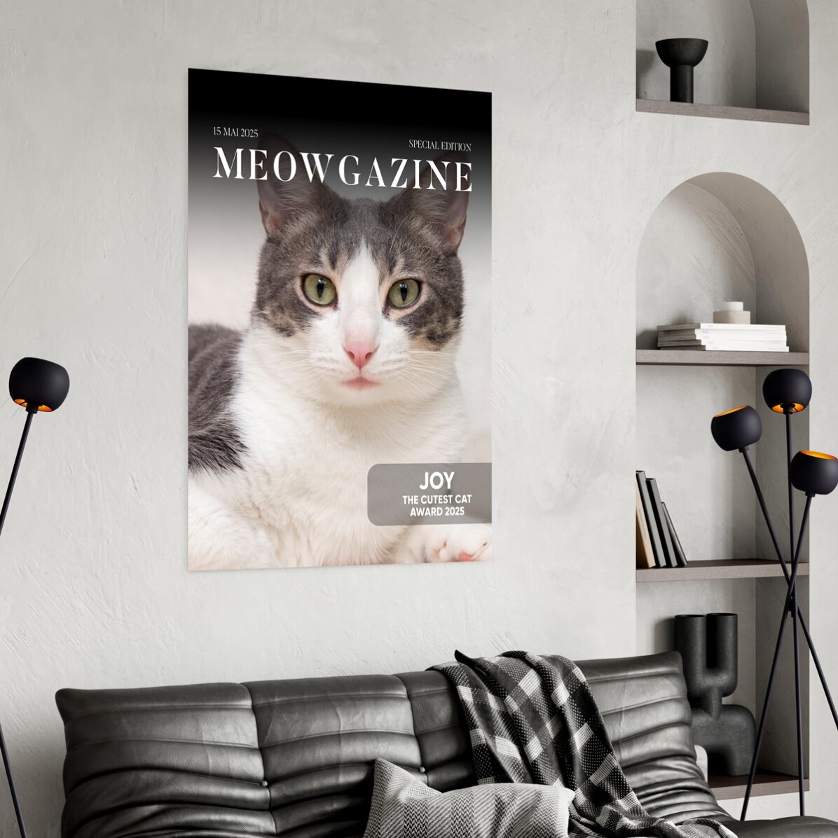 Personalizovaný plakát s fotografií a textem – Meowgazine