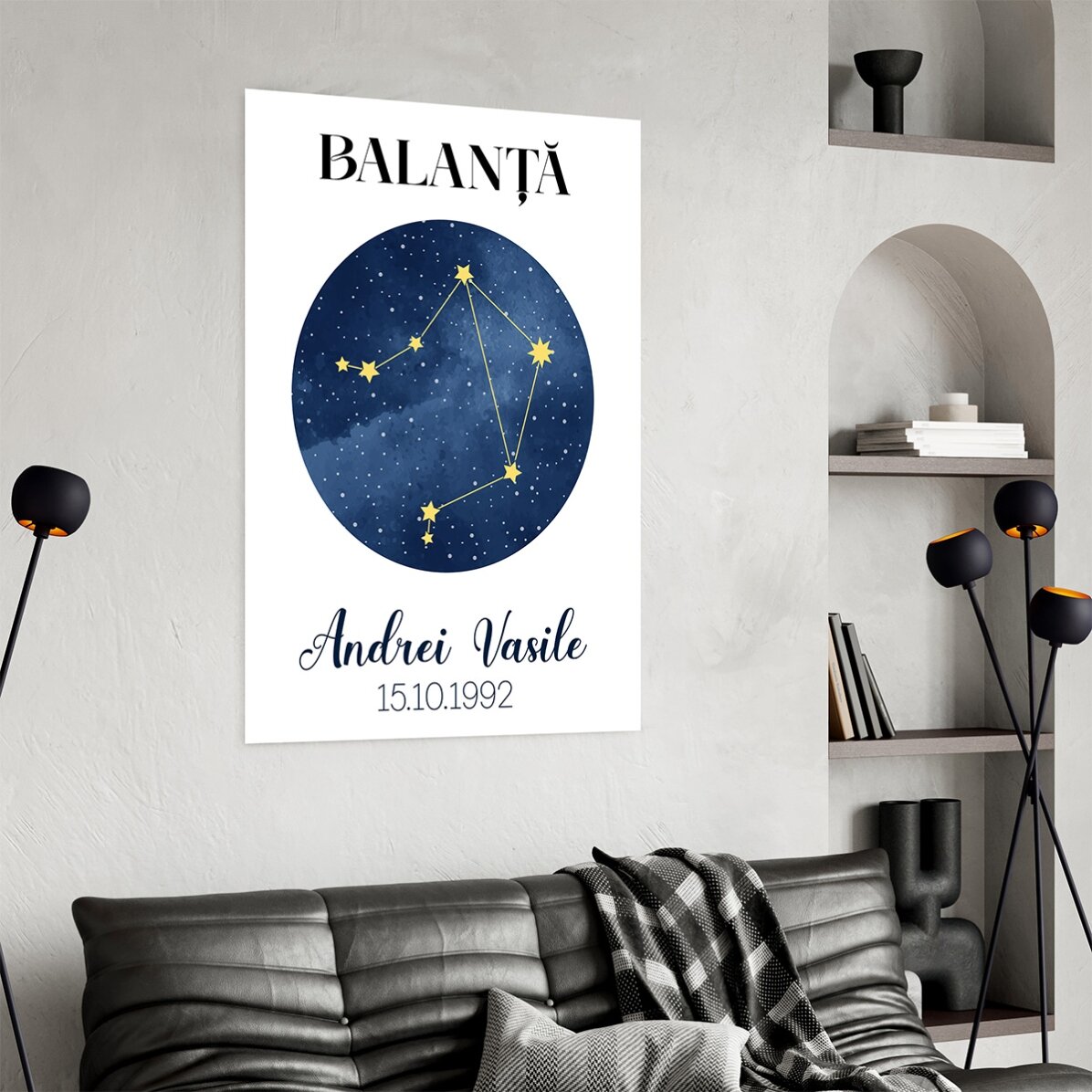 Personalised poster with text - Libra zodiac constellation