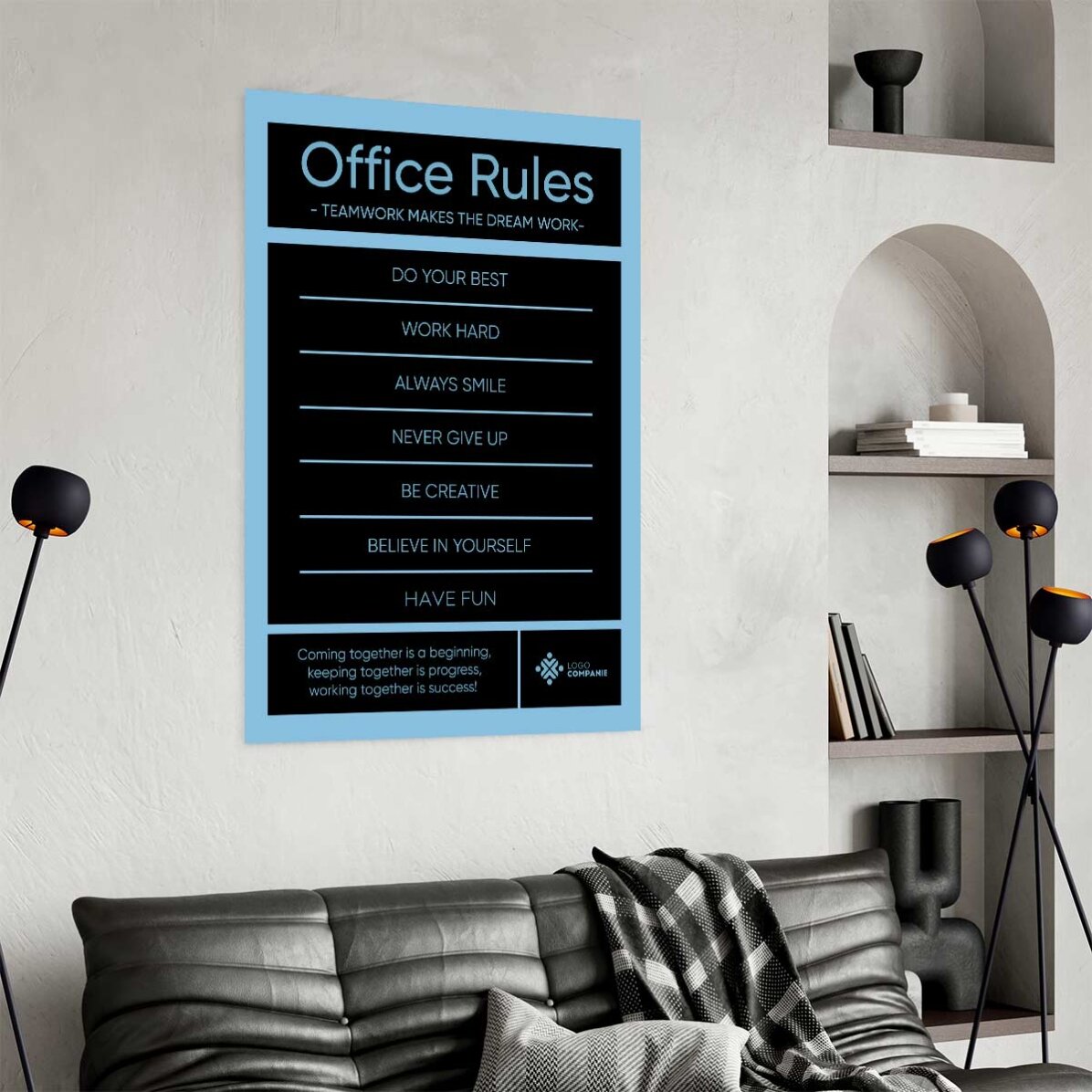 Personalised poster with text and logo - Office Rules
