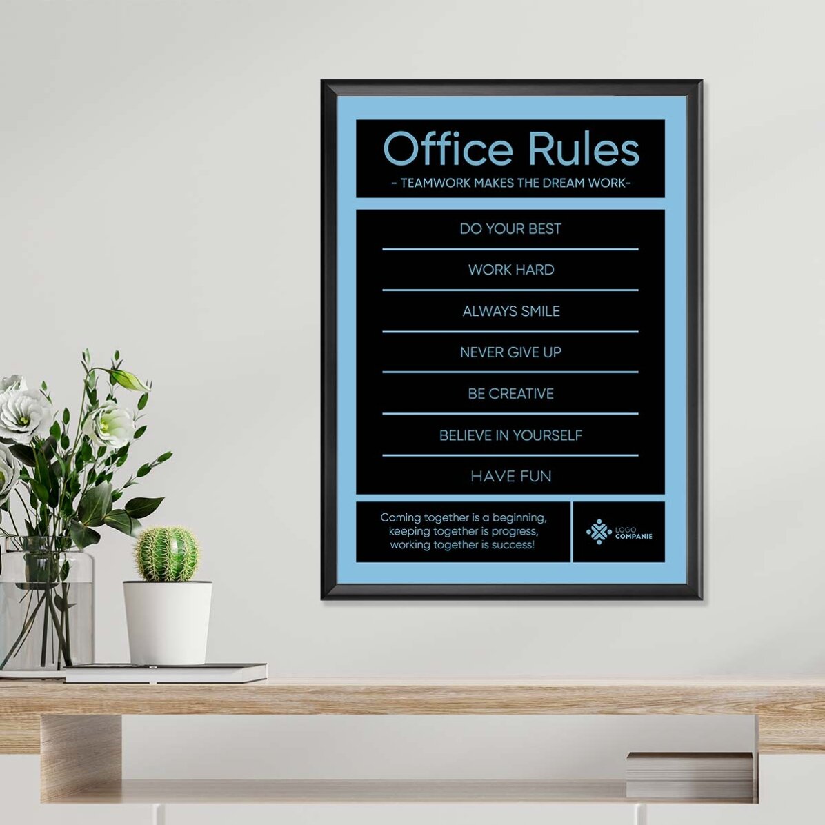 Personalised poster with text and logo - Office Rules