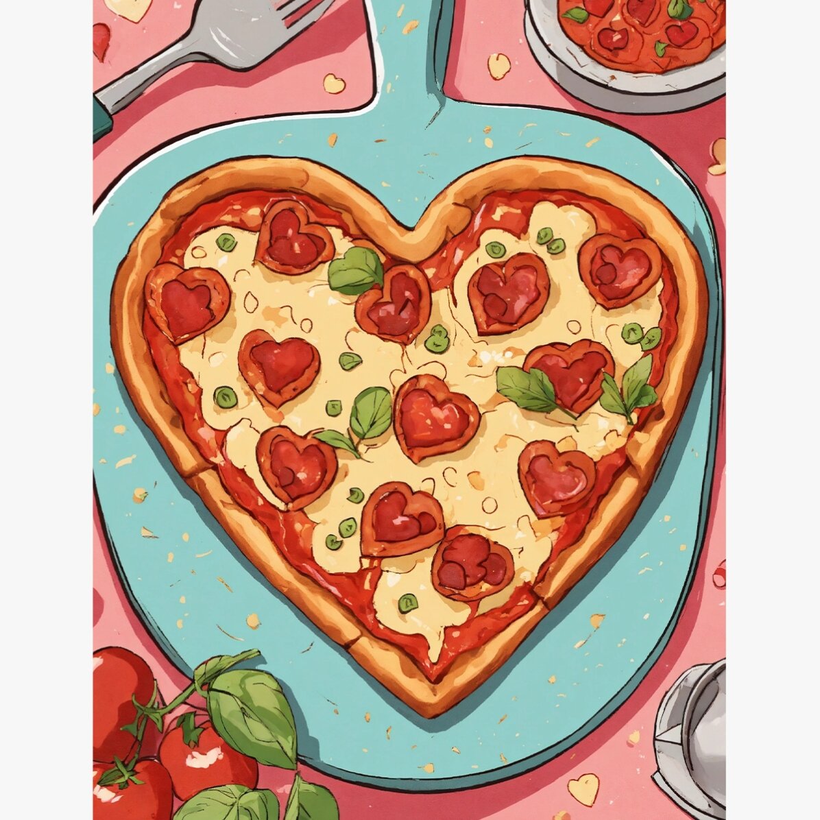 Plakát „Pizza ve tvaru srdce“