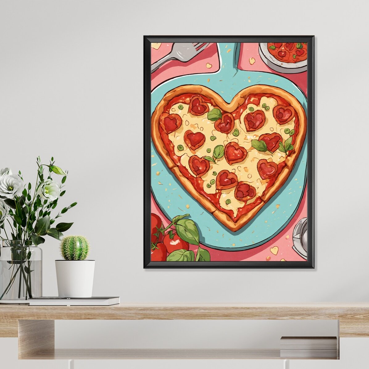 Plakát „Pizza ve tvaru srdce“