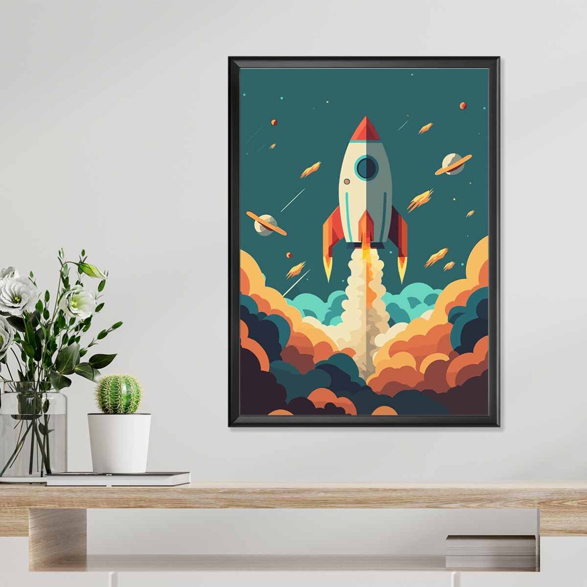 Plakát „Raketa ve vesmíru“