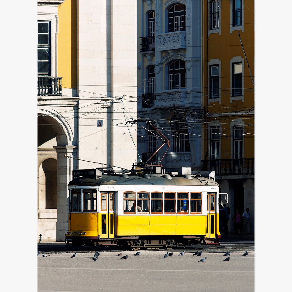 Plakát „Žlutá tramvaj v Lisabonu, Portugalsko“