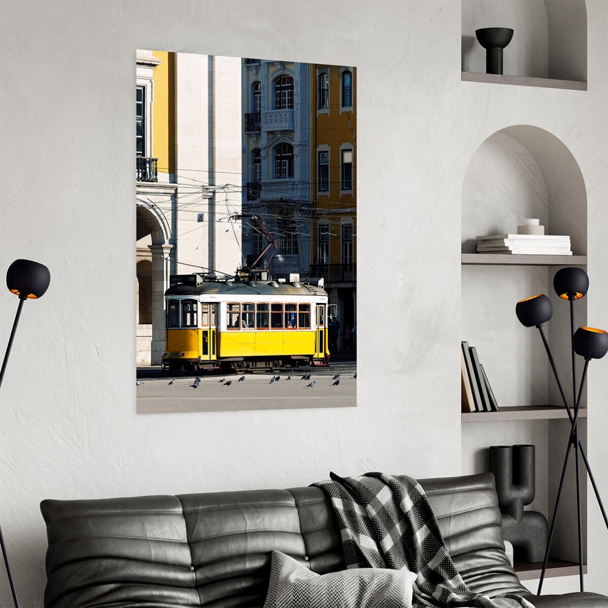 Plakát „Žlutá tramvaj v Lisabonu, Portugalsko“