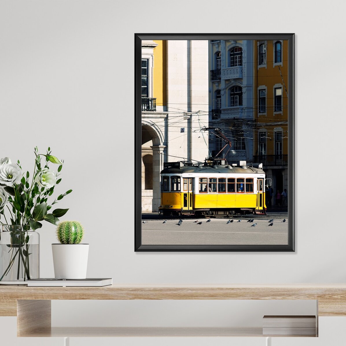 Plakát „Žlutá tramvaj v Lisabonu, Portugalsko“