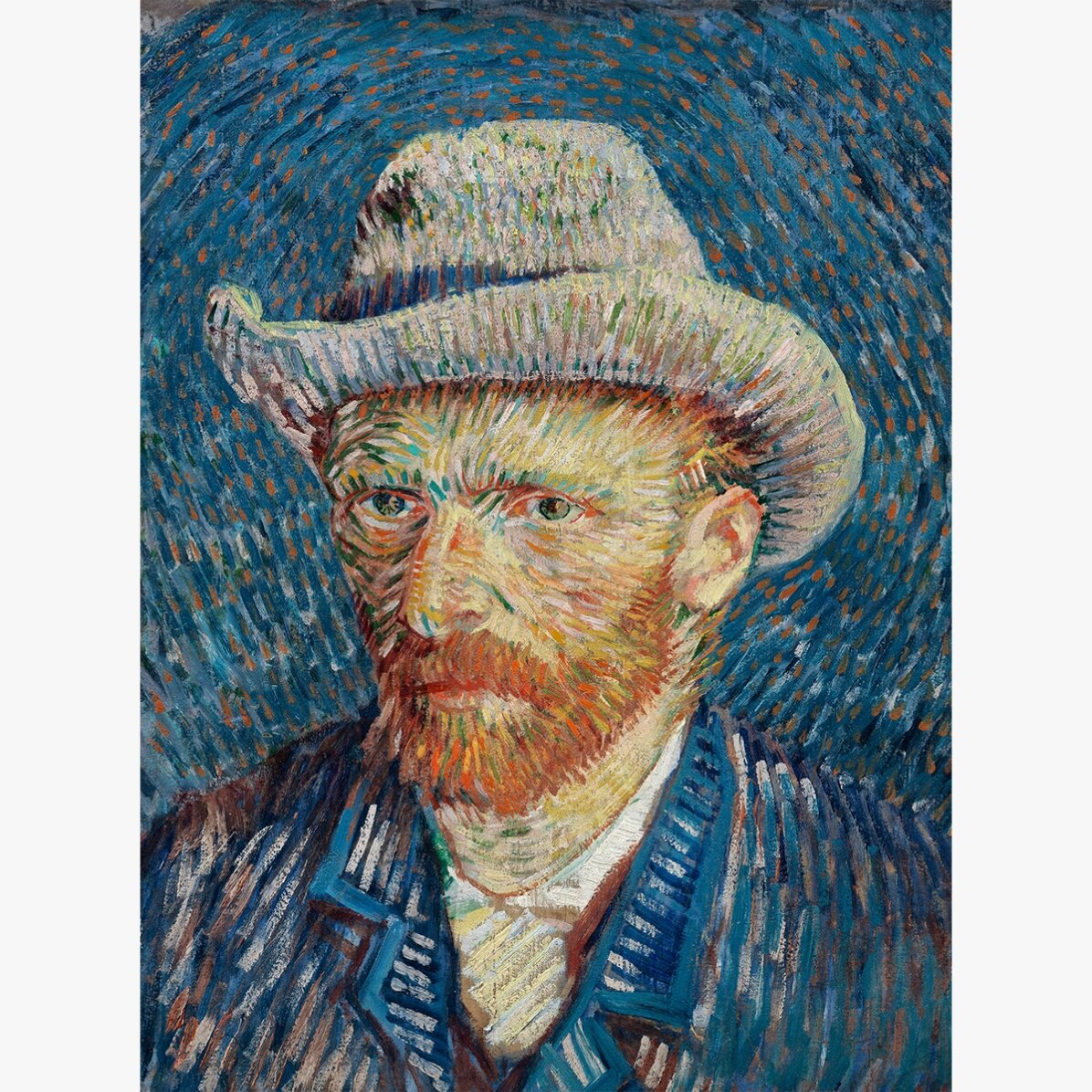 Plakát Vincenta van Gogha, Autoportrét s šedým plstěným kloboukem, 1887