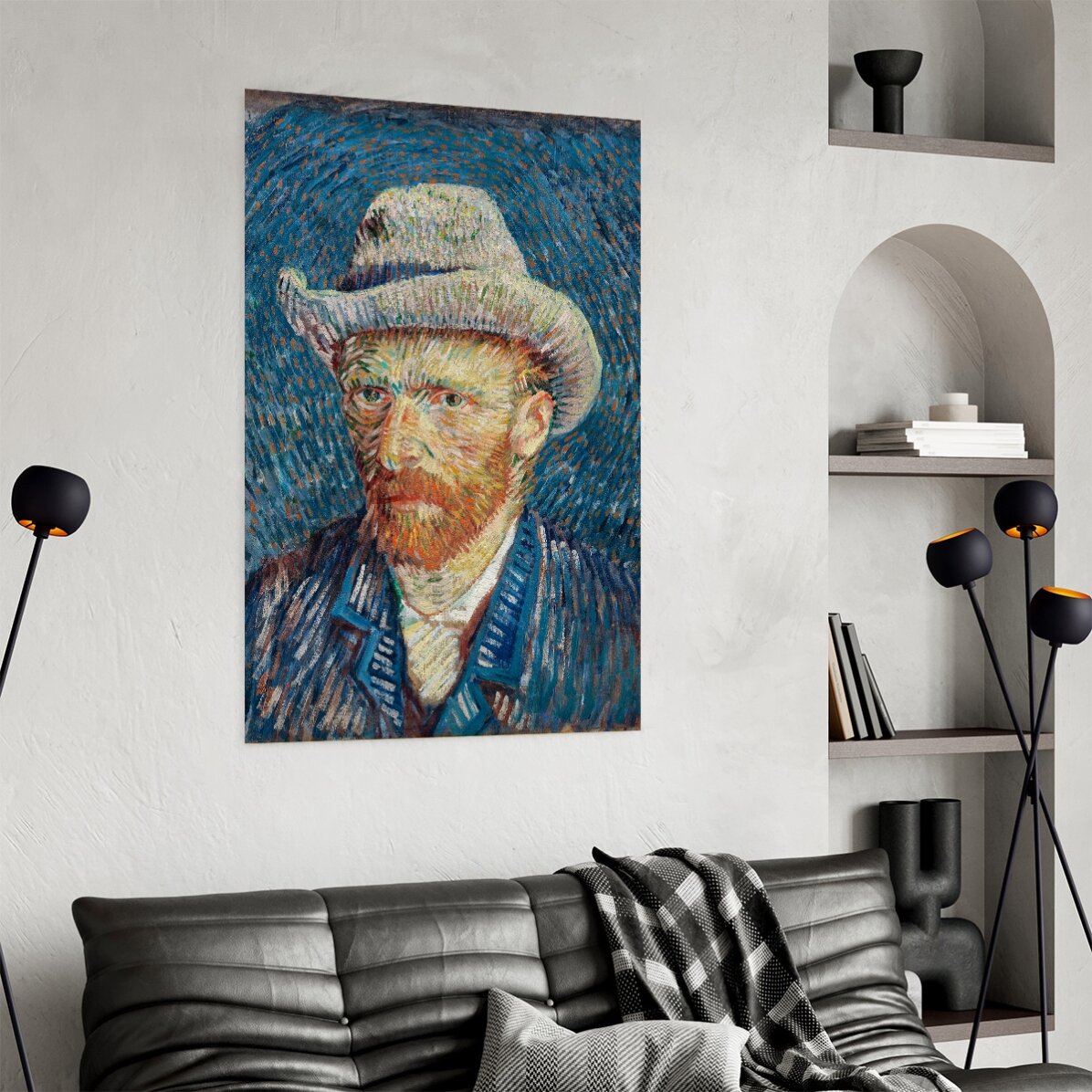 Plakát Vincenta van Gogha, Autoportrét s šedým plstěným kloboukem, 1887