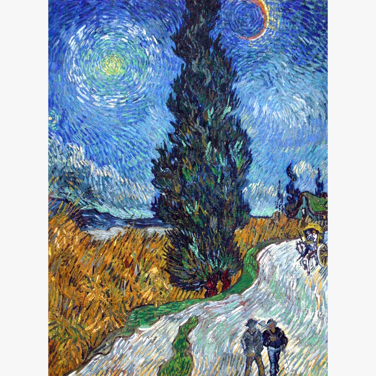 Plakát Vincenta van Gogha, Cesta s cyprusy a hvězdou, 1890