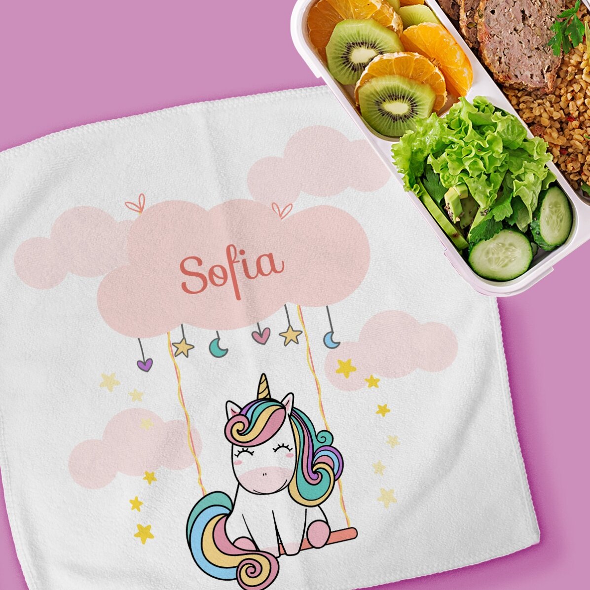 Ručník s vlastním textem pro děti – Cute Unicorn