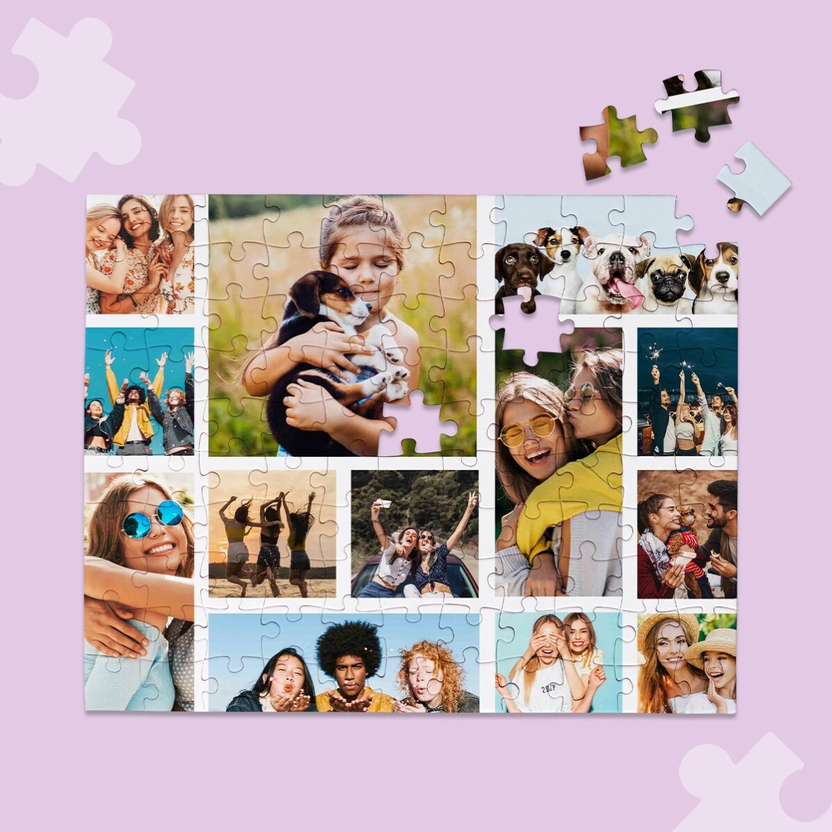 Personalizované puzzle s 13 fotografiemi, rozměry 24 × 19 cm