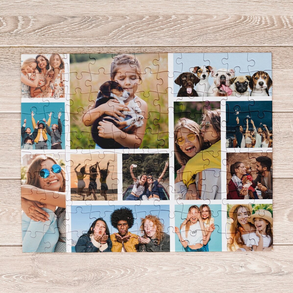 Personalizované puzzle s 13 fotografiemi, rozměry 24 × 19 cm