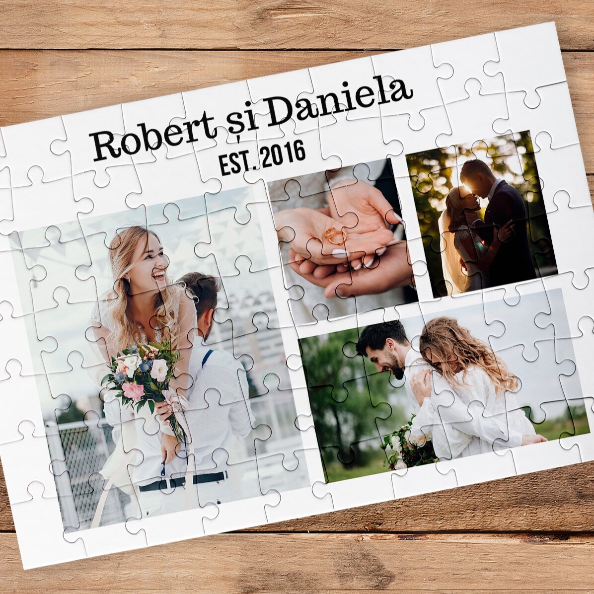 Personalizované puzzle se 4 fotografiemi a textem, 28 × 19 cm – Sweet memories