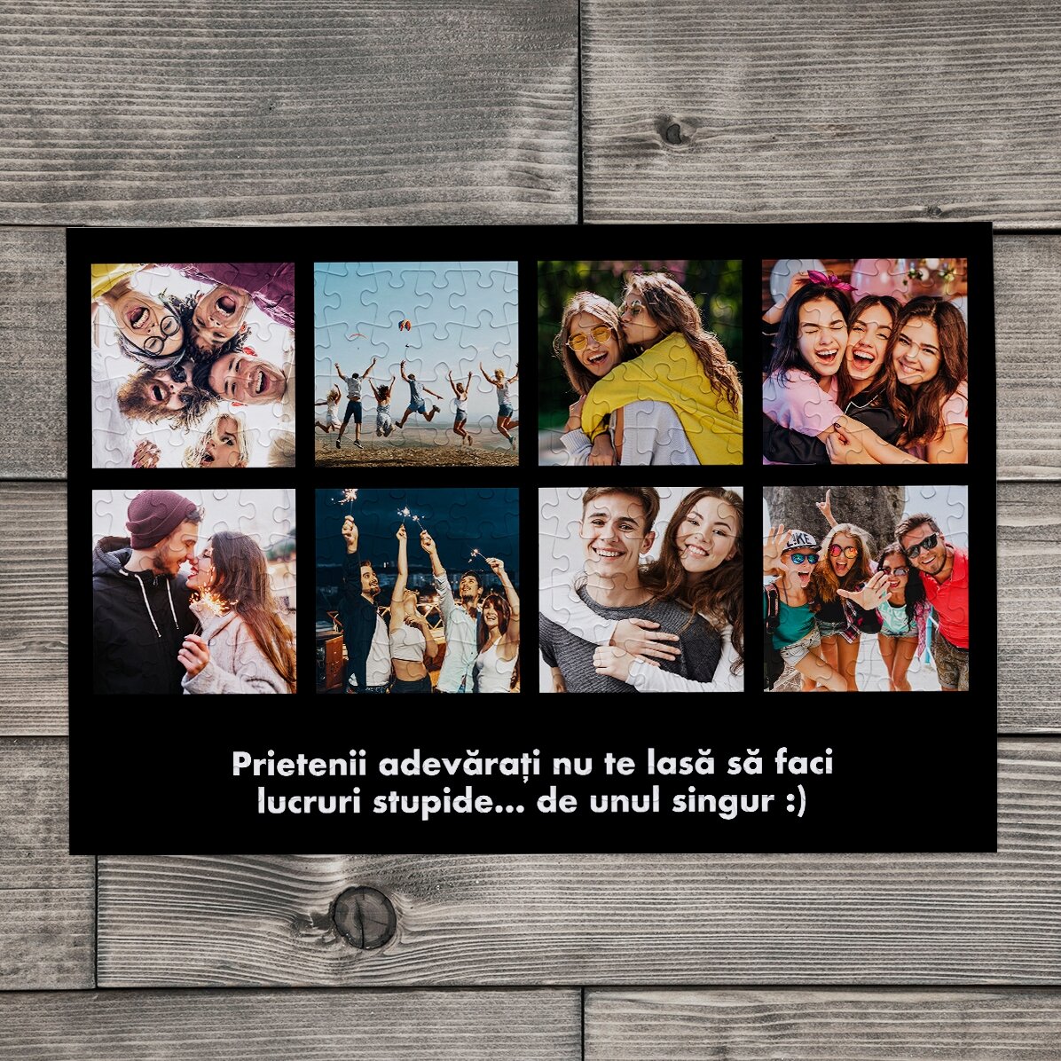 Personalizované puzzle s 8 fotografiemi a textem, 36 × 24 cm