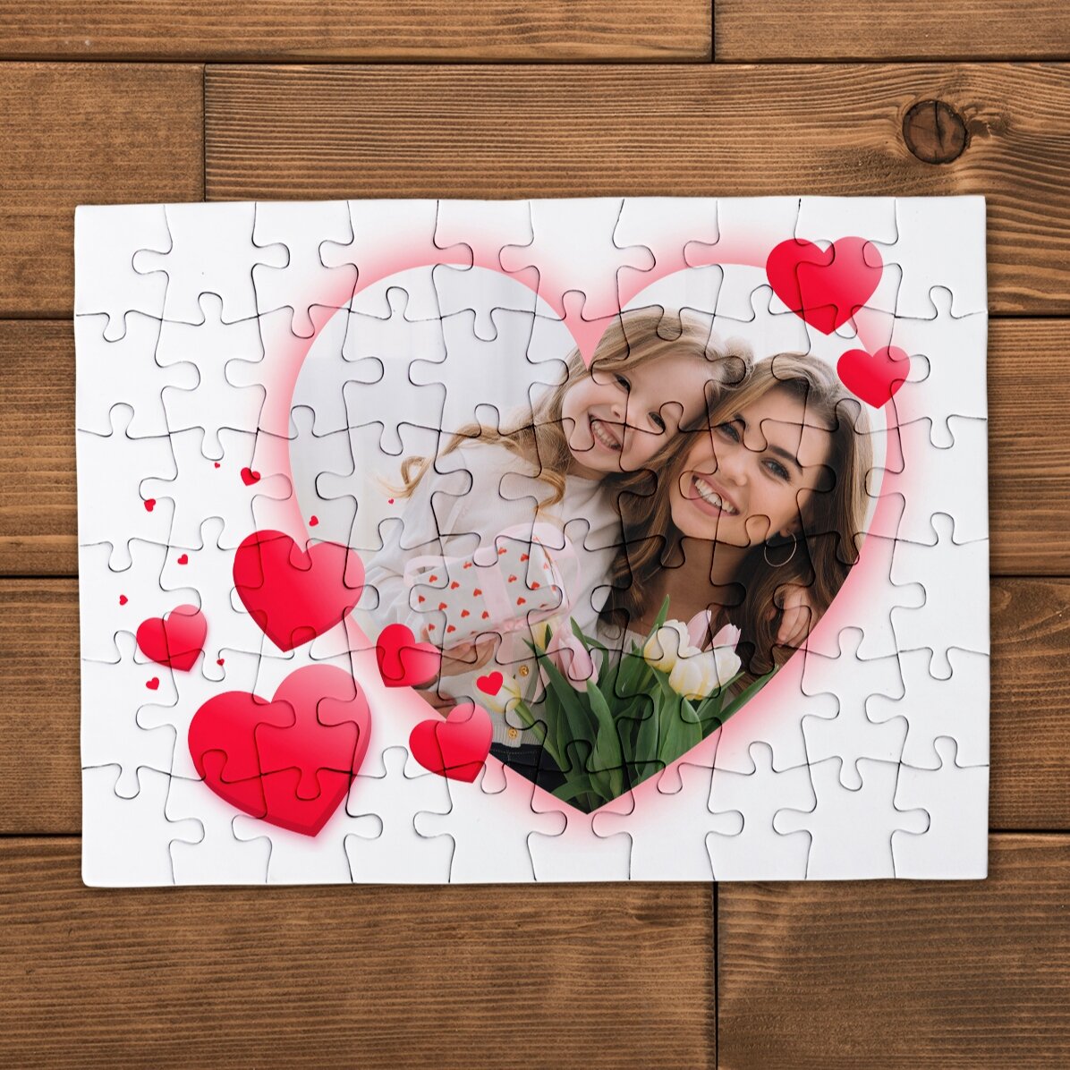Personalizované puzzle s fotografií a textem, 20 × 15 cm – Srdce