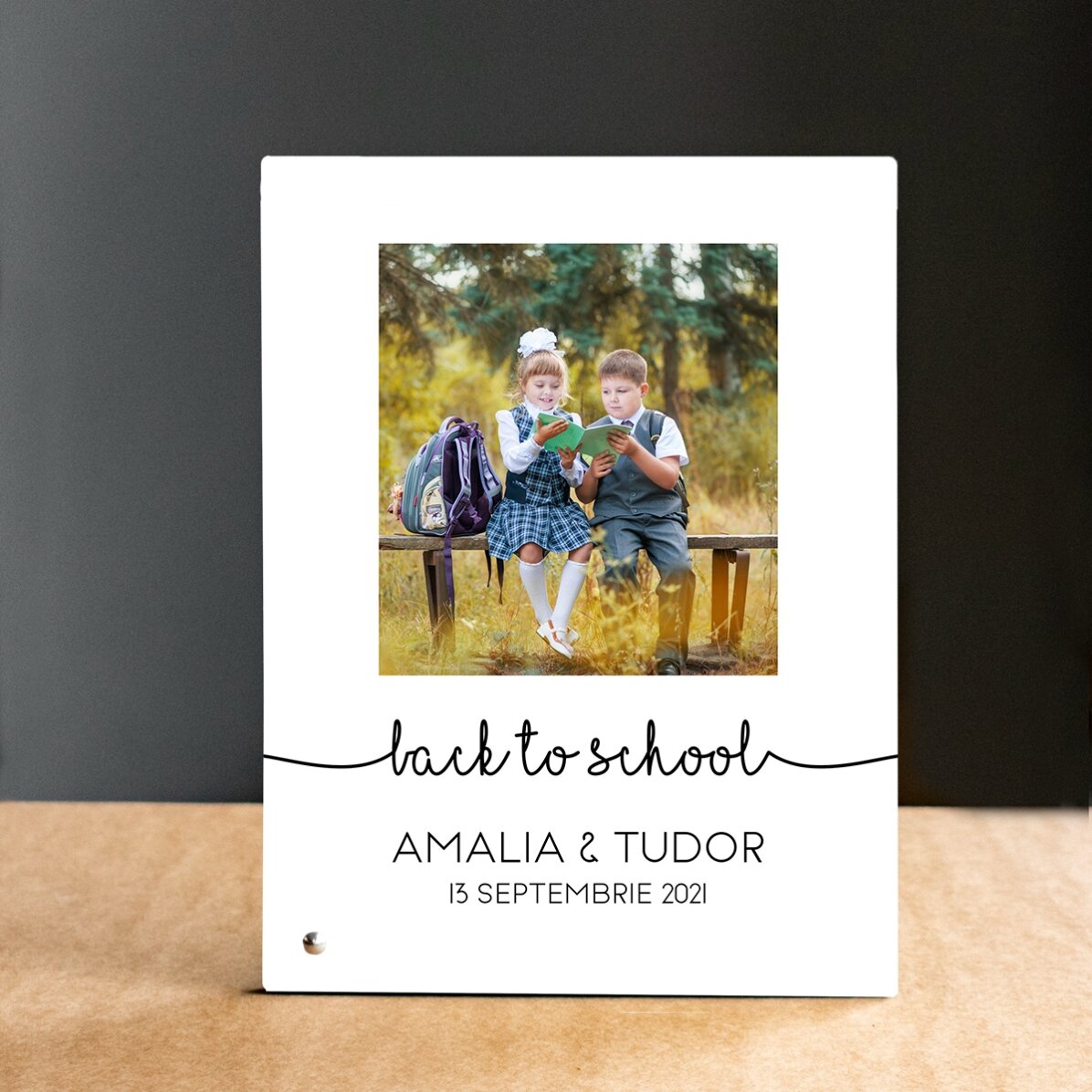 Personalizovaný stolní fotorámeček s fotografií a textem – My first day