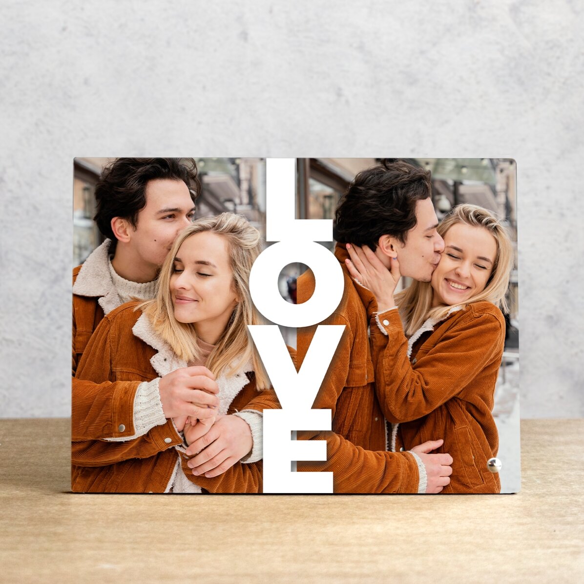 Personalizovaný stolní fotorámeček se 2 fotografiemi – LOVE