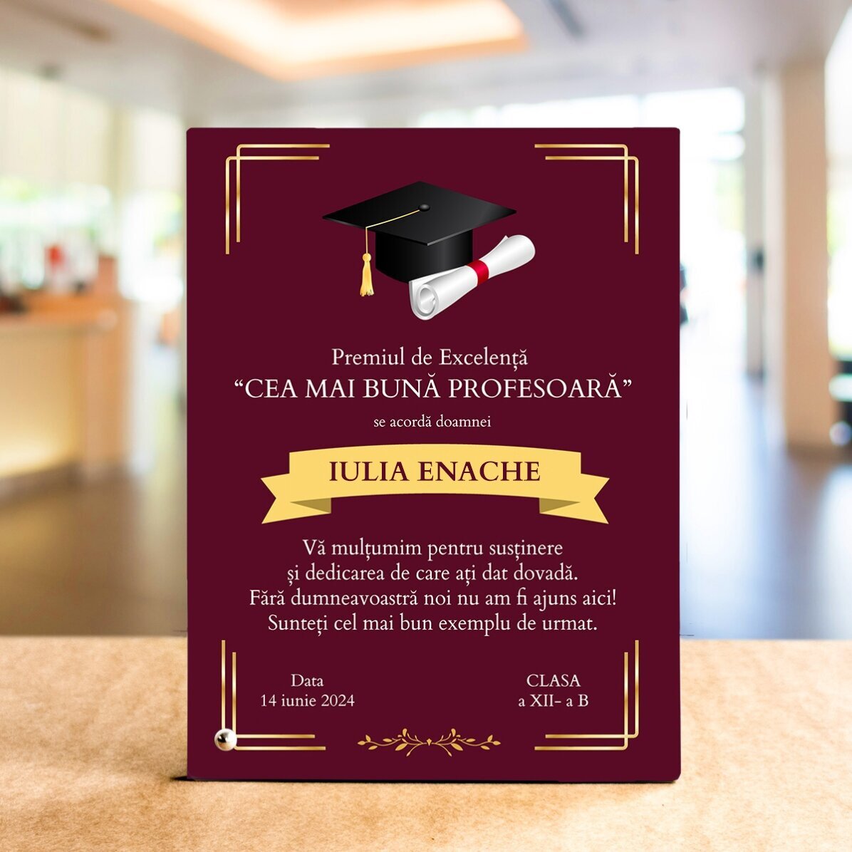 Personalizovaný stolní fotorámeček s vzkazem – Cena za vynikající výkon