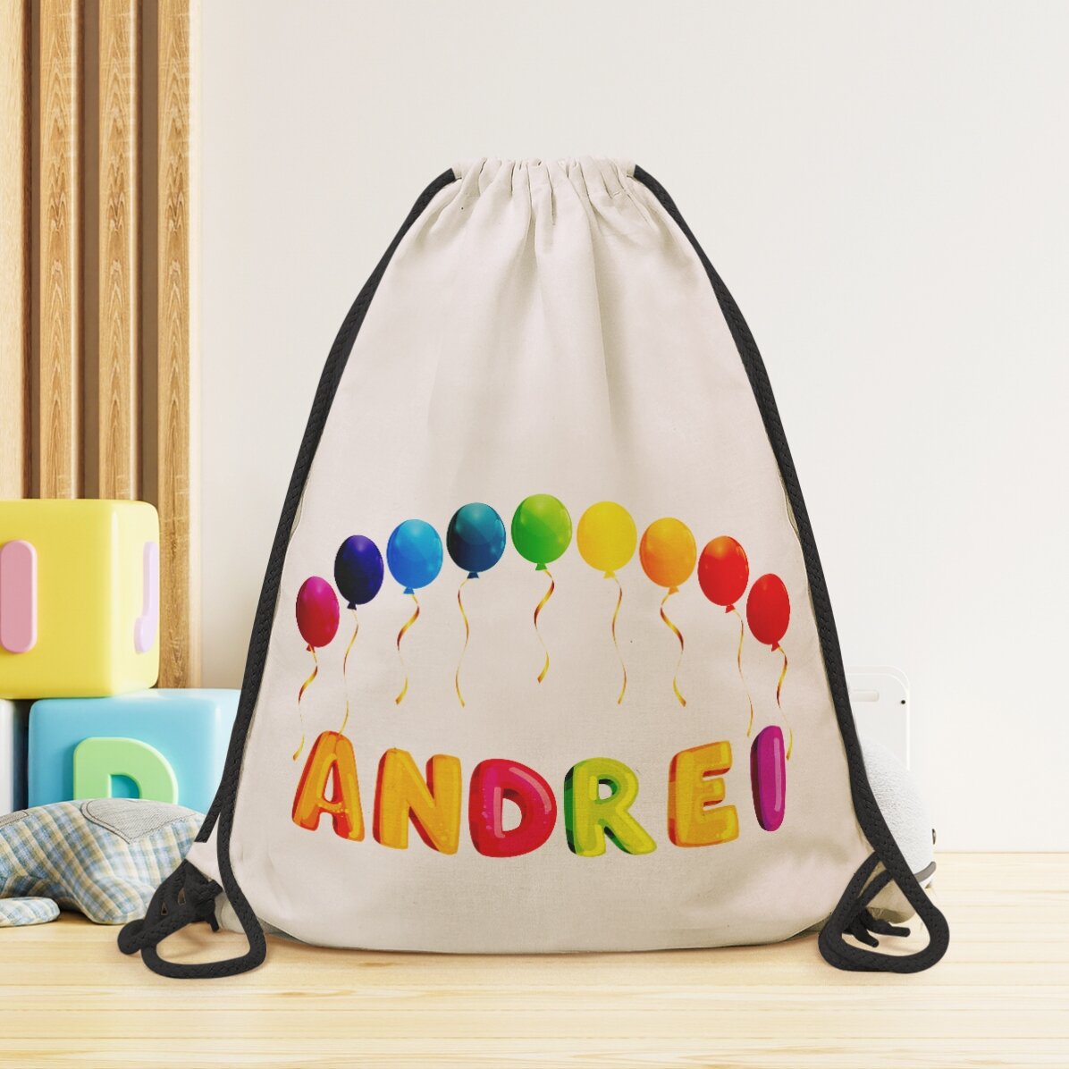 Personalised backpack with name - Colourful balloons