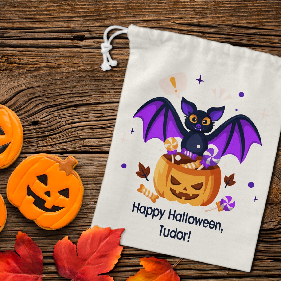 Small gift bag personalised with text - Halloween