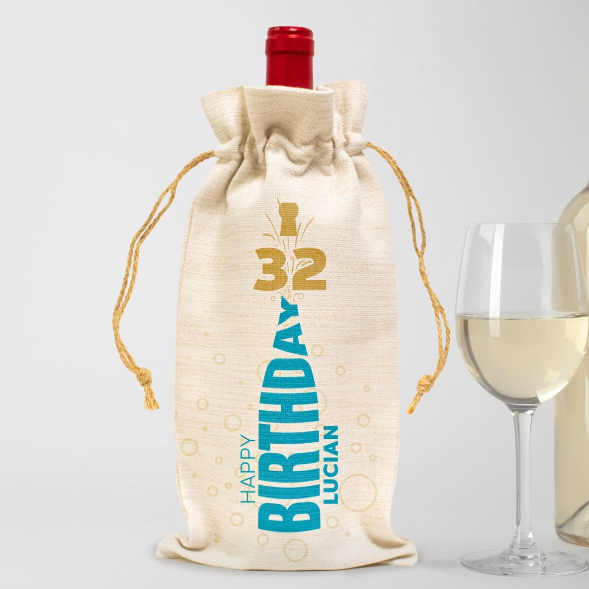 Personalizovaná taštička na láhev vína – Happy Birthday