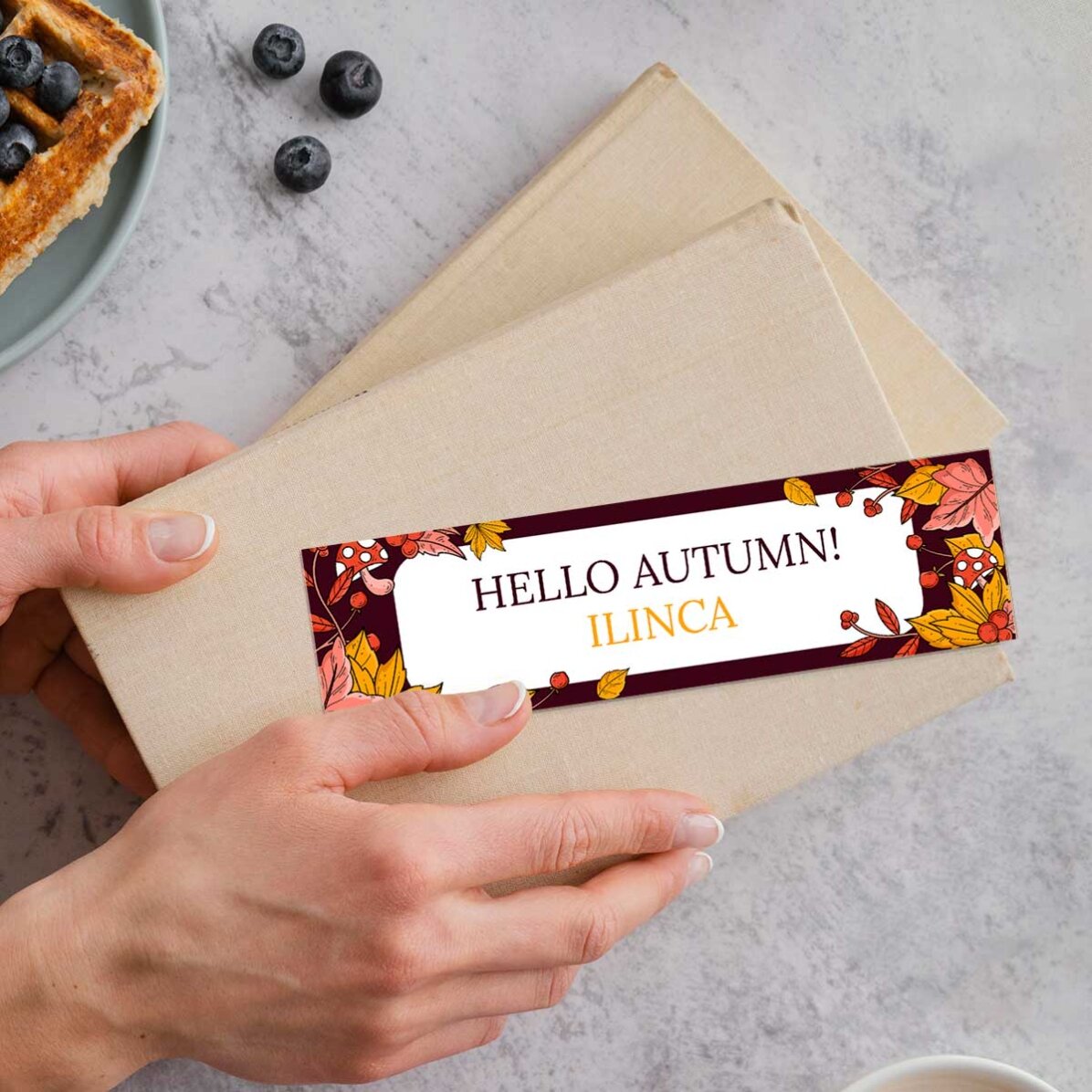 Personalizovaná záložka s vzkazem – Hello Autumn!