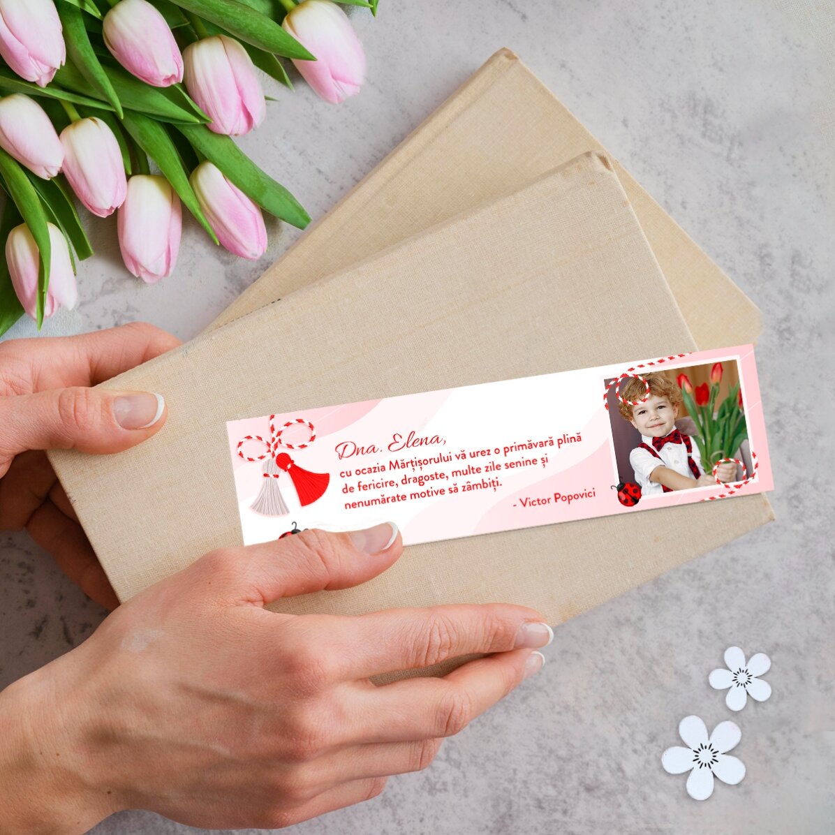 Personalizovaná záložka s fotografií a vzkazem