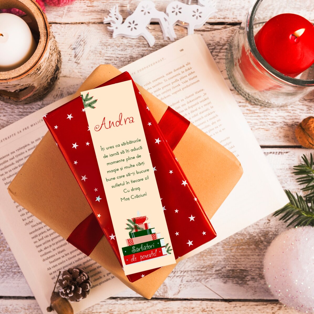 Personalizovaná záložka s textem – Christmas