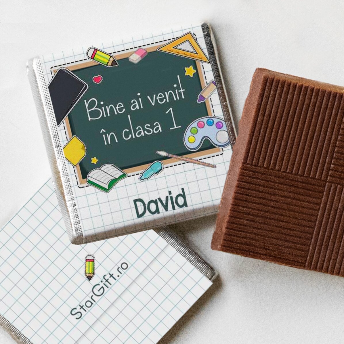 Sada 10 mini čokolád s osobním nápisem k začátku školního roku