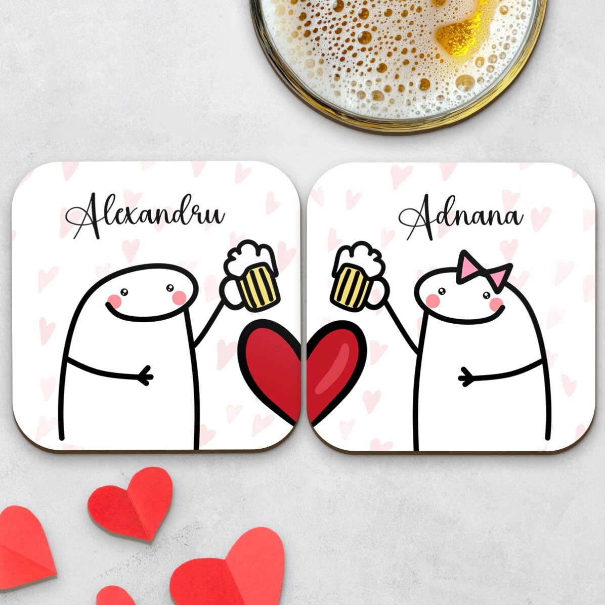 Sada 2 podtácků s vlastním textem – Cute love