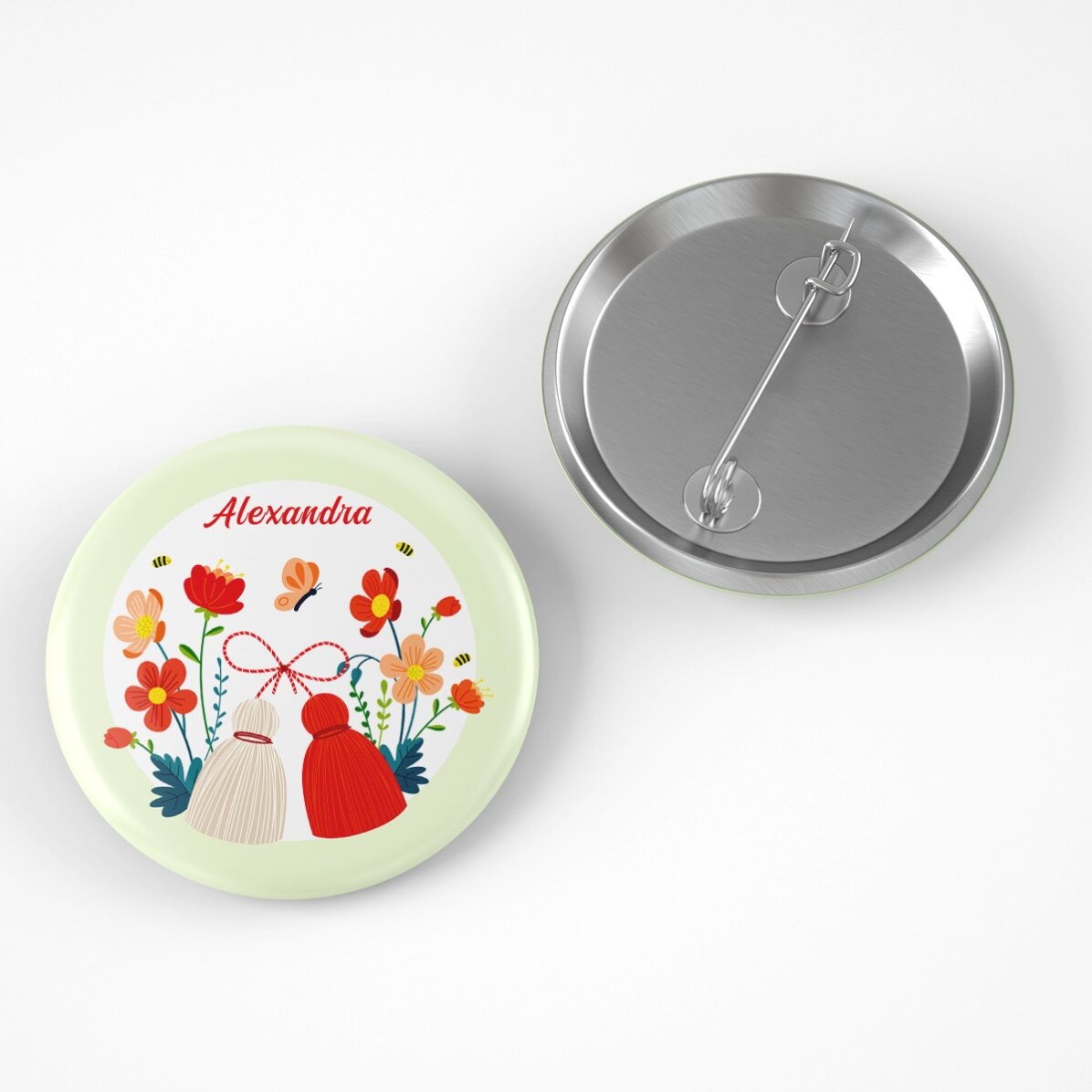 Dárková sada „martisor“ s mini čokoládkou a odznakem s vlastním jménem