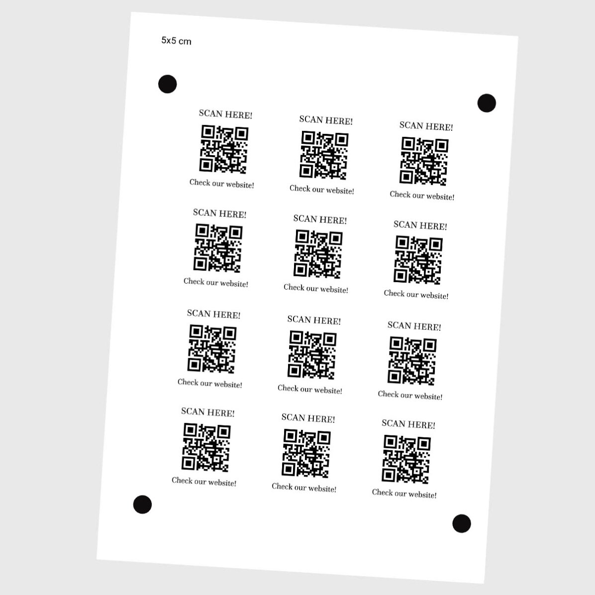 Sada 12 samolepek (samolepicích štítků) s vlastním textem a QR kódem – Check