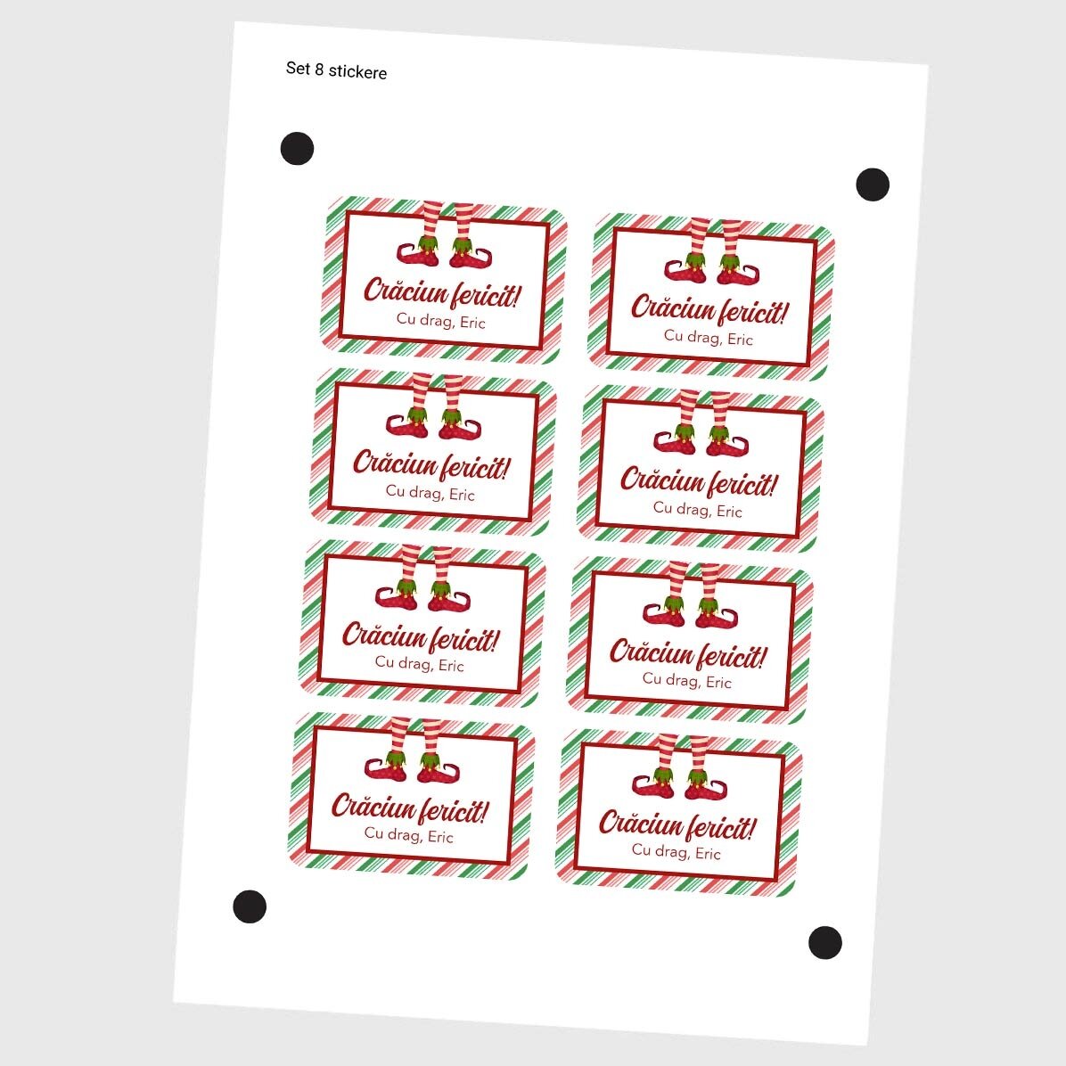 Sada 8 personalizovaných samolepek (samolepicí štítky) – Elf