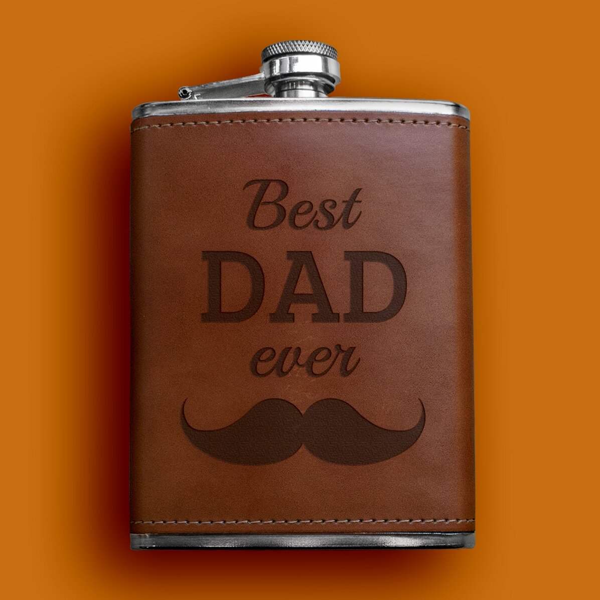 Personalizovaná kapesní láhev potažená kůží – Best DAD