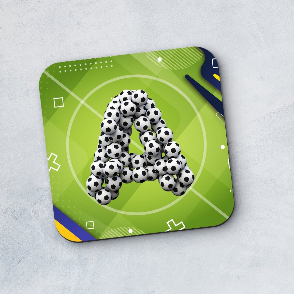 Personalizovaný držák na sklenici s iniciálou – Fotbal