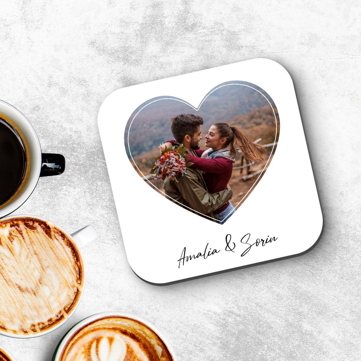 Osobní podtácek s fotografií a textem – Love