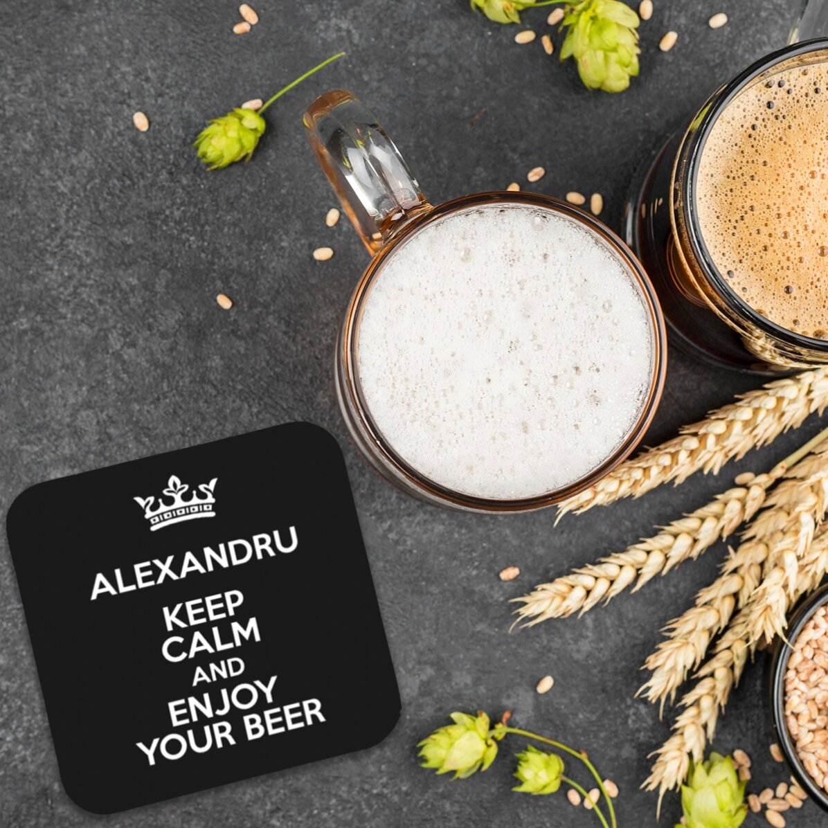 Osobně přizpůsobený držák na sklenici s nápisem – Keep Calm Black