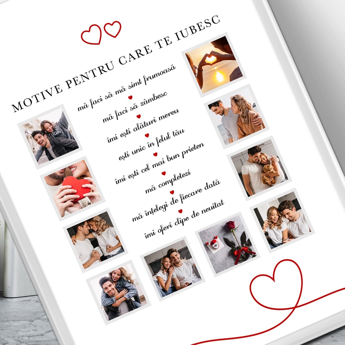 Kolláž s 10 fotografiemi a textem – Důvody, proč tě miluji